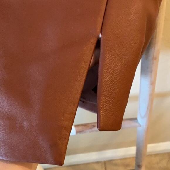 WHBM brown leather split pencil skirt - Picture 6 of 12